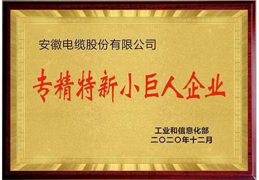 安徽電纜專(zhuān)精特新小巨人企業(yè)